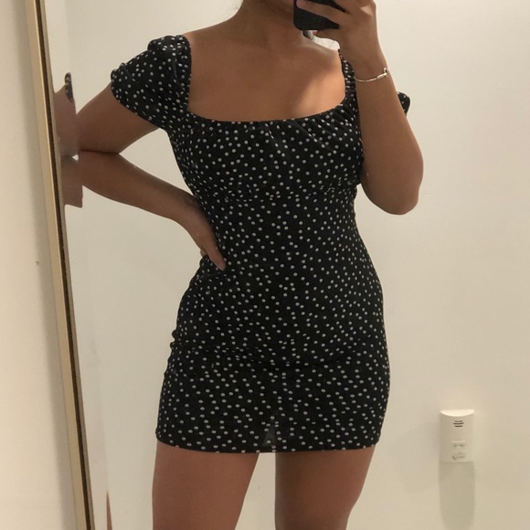 Missguided Dresses & Skirts - MISSGUIDED POLKA DOT RUCHED MILKMAID MINI DRESS